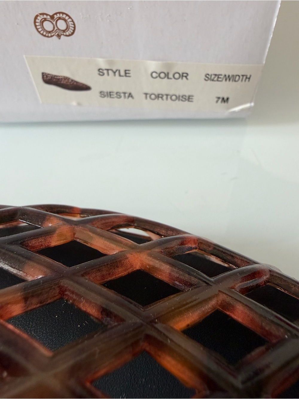 Caroline Constas Tortoise jelly Lattice Slip-On Ballet Flats - Picture 3 of 5